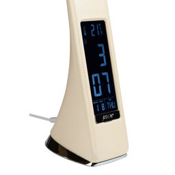 TLD-542 Cream/LED/300Lm/5000K/Dimmer Светильник настольный c часами, календарем, термометром, 5W. Сенсорный выключатель. Кремовый (стилизован под кожу). TM Uniel.