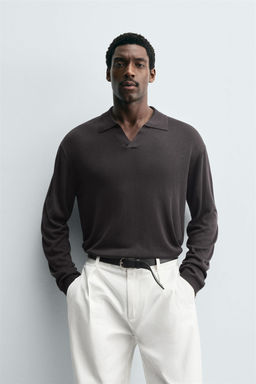 TEXTURED KNITTED POLO SHIRT - Zara фото 2
