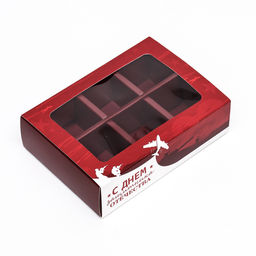 Цена за 5 шт. Коробка под 6 конфет С 23 февраля, 13.7?9.85?3.86 см