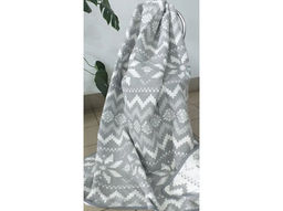 Одеяло байковое в канте 140*200 жаккард "Снежинка" цв. серый