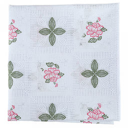 LACE Скатерть ажурная ПВХ Фелиция 110х137см, длина стола до 90см, на 4 персоны, белый фон, цветное тиснение, матовая, на пленке, т.м. Домашняя мода (Китай) фото 6