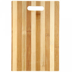 Доска разделочная бамбуковая 29х19,5х0,8см "Полосатик" с вырубной ручкой (Китай)