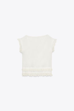 EMBROIDERED GAUZE CROP TOP WITH BOW - Zara фото 7