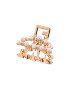 Цена за 6 шт. Крабик для волос «Аманда», дуга жемчуг, 2.5 см, золото