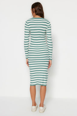 Mint Midi Triko Basic Cizgili Elbise TWOAW23EL00018