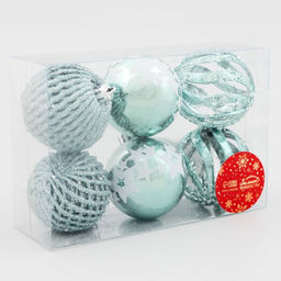 Ёлочные игрушки Эстер, шары новогодние, набор 6 шт., d=6 см, зелёный - Зимнее волшебство фото 2