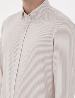 Bej Slim Fit _izgili Uzun Kollu G_mlek - Pierre cardin фото 7