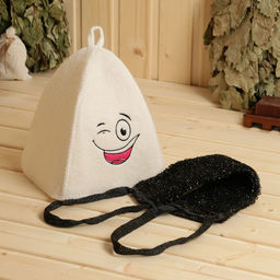 Набор банный Смайл 1 Шапка с вышивкой, мочалка в коробке - Добропаровъ фото 2