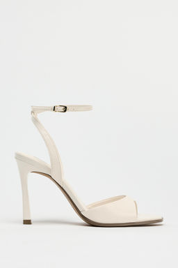 PATENT-FINISH HIGH-HEEL SANDALS