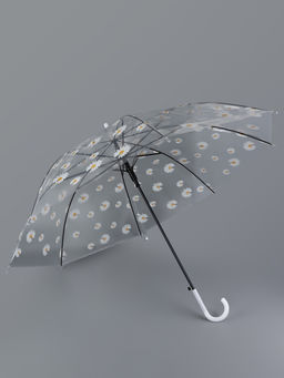 Зонт - трость детский «Ромашка», полуавтоматический, 8 спиц, R=45/55 см, d=90 см, прозрачный