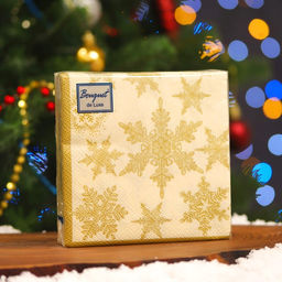 Цена за 3 шт. Салфетки новогодние бумажные Bouquet de Luxe Снегопад Золото, 3 слоя, 24?24 см, 25 шт.