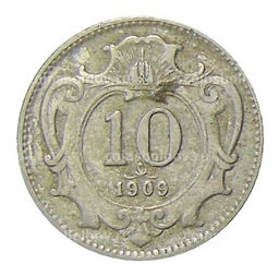 Монета 10 геллеров 1909 года Австрия