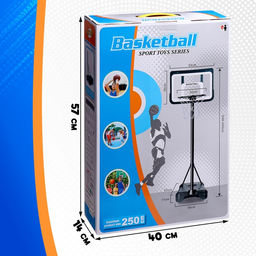 Баскетбольное кольцо с щитом и стойкой, мяч и насос в наборе, диаметр мяча 21 см, кольца 30 см - Simaland фото 12