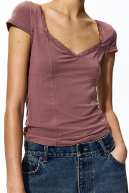 Top con ribete de encaje - H&m фото 8
