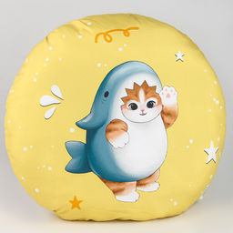 Подушка Котик в костюме акулы