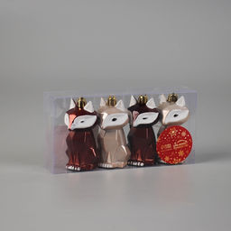 Ёлочные игрушки 4 шт. Зимнее волшебство. Сказочный лис пластик, 8.53.5 см, бежевый/коричневый фото 3