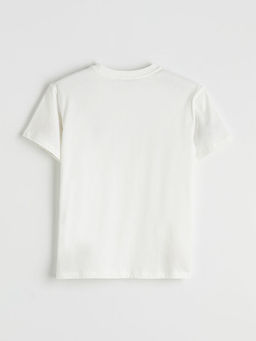 Bisiklet Yaka Leoparl? Kalp Bask?l? Kad?n Ti??rt