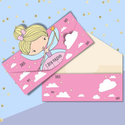 Цена за 5 шт. Конверт для денег формовой Феечка, 17,5 х 12,5 см