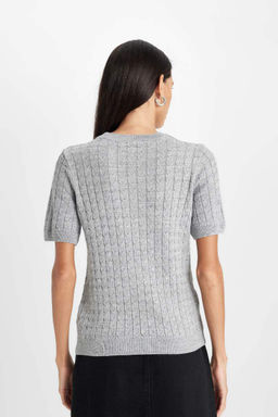 Свитер с круглым вырезом и короткими рукавами - Defacto фото 6