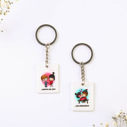 Цена за 2 шт. Брелок для ключей парный «Наша любовь это...», акриловый, 13,3 х 8