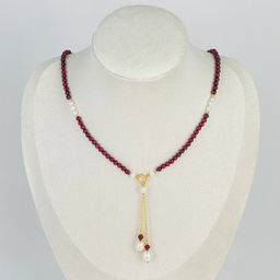 Колье из Граната и Жемчуга 42 см +
