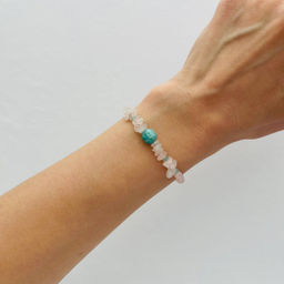 Браслет из Розового кварца и Амазонита 17 см + - Радуга самоцветов фото 2