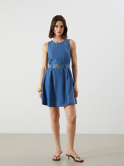 Bisiklet Yaka Belden Oturtmal? Mini Jean Elbise