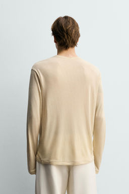 CAMISETA CUELLO PANADERO VISCOSA - LINO / Beige
