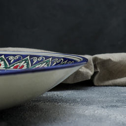 Ляган узбекский Риштанская Керамика «Цветы», d=41 см, синий