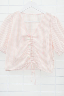 Pudra Buzgulu Potikare Crop Dokuma Bluz TWOSS24BZ00643