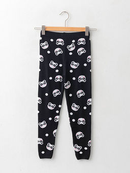 Beli Lastikli Desenli K?z ?ocuk Triko Tayt