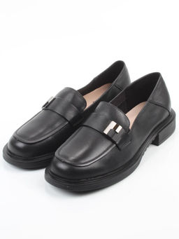 03-DEB58-1 BLACK Лоферы женские (натуральная кожа)
