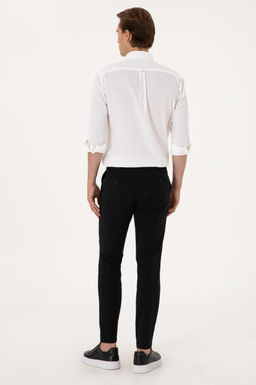 Erkek Body Fit Siyah Kanvas Pantolon