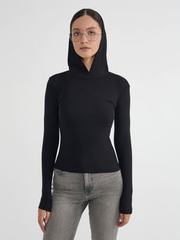 CONTE Джемпер в рубчик с капюшоном LD 2959 black