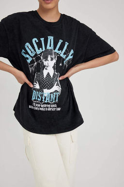 Футболка оверсайз Cool Wednesday с короткими рукавами из 100% хлопка, стираная с эффектом потертости - Defacto фото 4