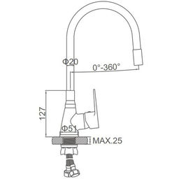 Смеситель для кухни Accoona A4890K-5, однорычажный, гибкий излив, 2 режима, зеленый