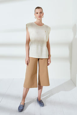 Женская кремовая футболка без рукавов с круглым вырезом Неожиданная скидка в корзине