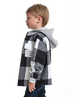 Рубашка с капюшоном комфорт и стиль UD 7988 клетка черная - Mini maxi фото 6