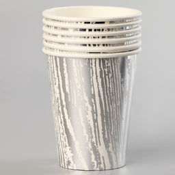 Стаканы бумажные Полосы, 6 шт., цвет серебро - Страна карнавалия фото 2