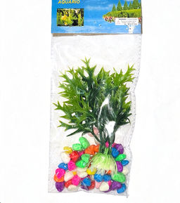 Водоросли c камнями 12 см Листья острые / KW-2760 /уп 24/480/705005