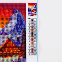 Алмазная мозаика на новый год с полным заполнением со светящимися стразами на холсте Домик в горах, 20?30 см, набор для творчества