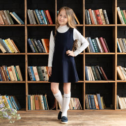 Сарафан детский школьный темно-синий 930 (146, 76)