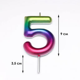 Цена за 3 шт. Свеча в торт «Цифра 5», 9 см