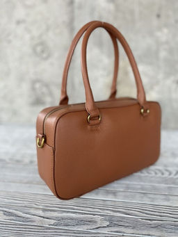 Женская кожаная сумка бочонок 3132 Браун