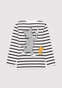 Tom & Jerry Bask?l? Beyaz Tisort - Mavi фото 2