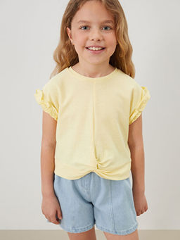 Bisiklet Yaka Penye F?rf?rl? K?z ?ocuk Ti??rt