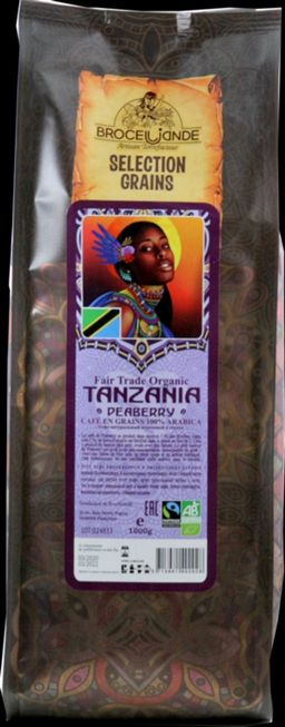 CAFE DE BROCELIANDE. Tanzania (зерновой) 1 кг. мягкая упаковка ФРАНЦИЯ