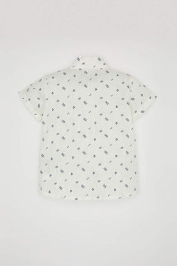 Расклешенная рубашка из поплина с короткими рукавами для маленьких мальчиков - Defacto фото 5