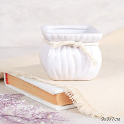 Кашпо веревка 9х7 см / 39016-2W/1 /уп 12/120/белое