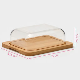 Маслёнка - сырница Доляна, бамбук, 15×12.5×5.5 см